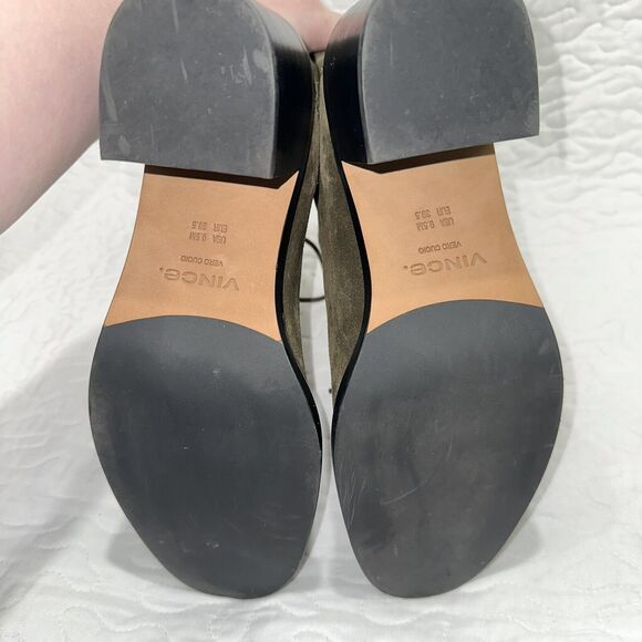 VINCE Falco Green Suede Padded Hiking Combat Military Boots Leather Heel Sz 9.5 - Picture 8 of 8